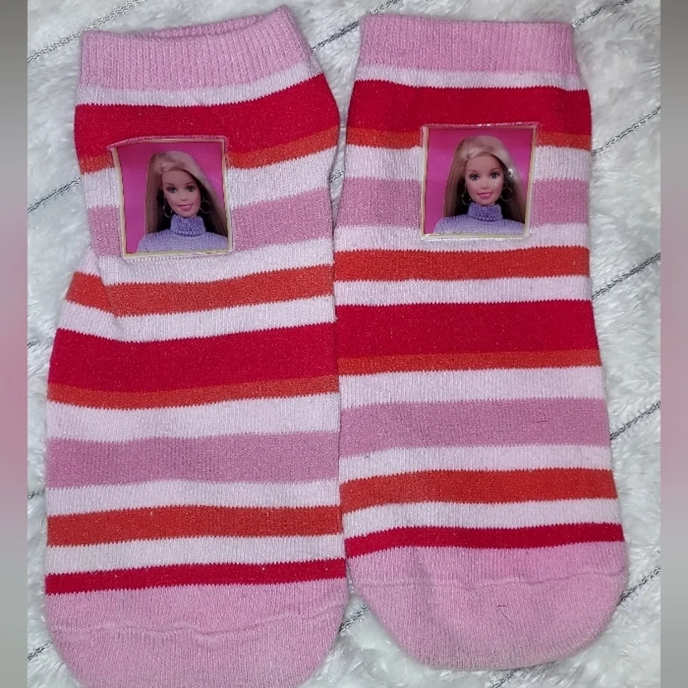 4/$18 Vintage Girls Barbie Striped Socks